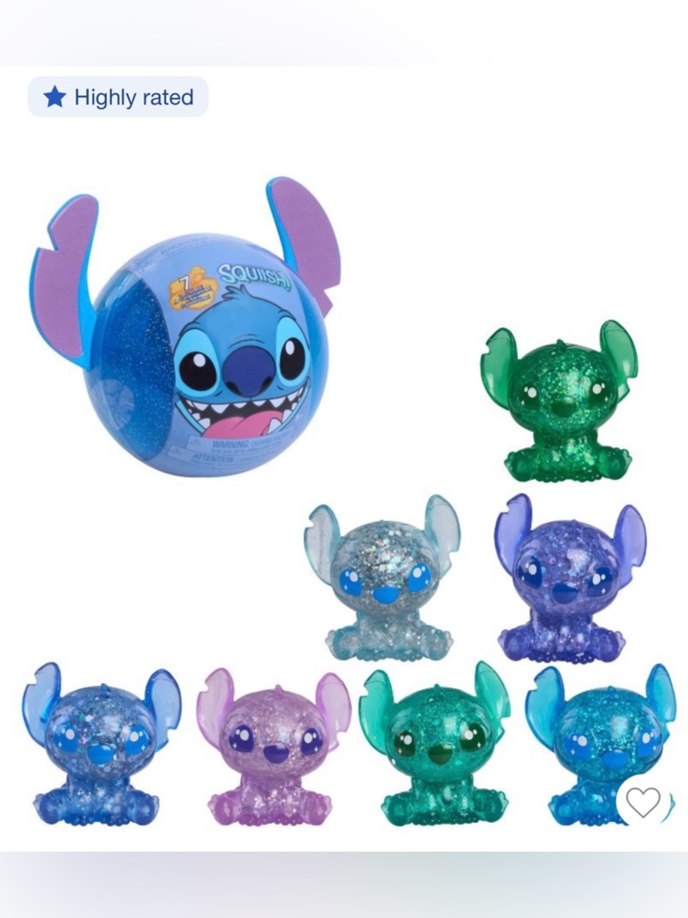1 Disney Stitch Squishy Glitter Stitch Surprise Toy - Mystery Colors